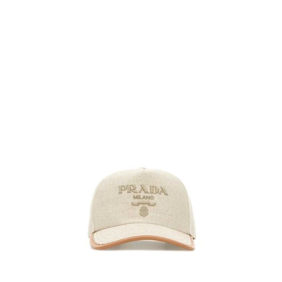 Prada Men Melange Sand Cotton Blend Baseball Cap